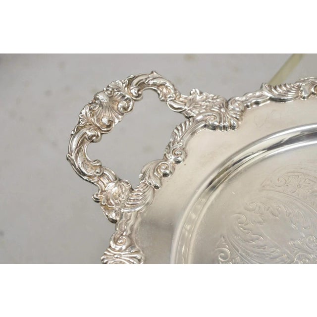 Vintage English Victorian Style Silver Plated Oval Platter Tray Crown Hallmark For Sale - Image 4 of 11