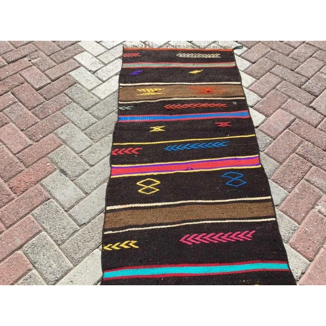 Vintage Striped Turkish Kilim Runner - 24.5" X 118" For Sale - Image 9 of 11