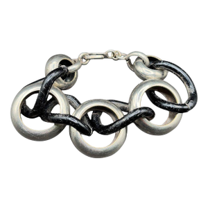 Avant Garde Sterling Silver Pomellato Link Chain Contored Gourmette Bracelet