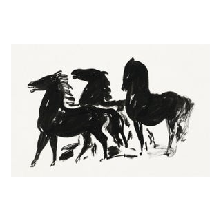 Three Black Horses by Leo Gestel, Modern Art Print Reproduction, 36" × 24" For Sale