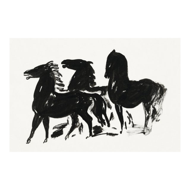 Three Black Horses by Leo Gestel, Modern Art Print Reproduction, 36" × 24" For Sale