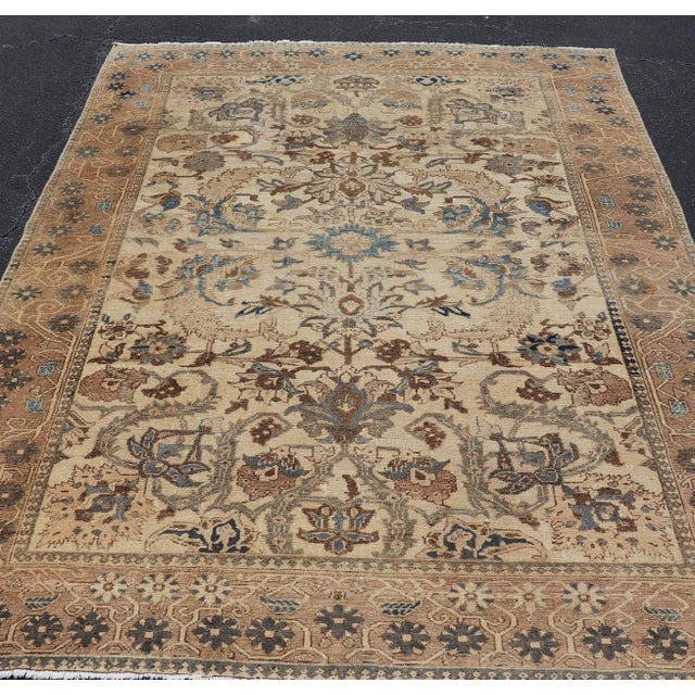 Antique Persian Bakhtiari Rug With Ivory Field and Figural Garden Design For Sale - Image 9 of 15