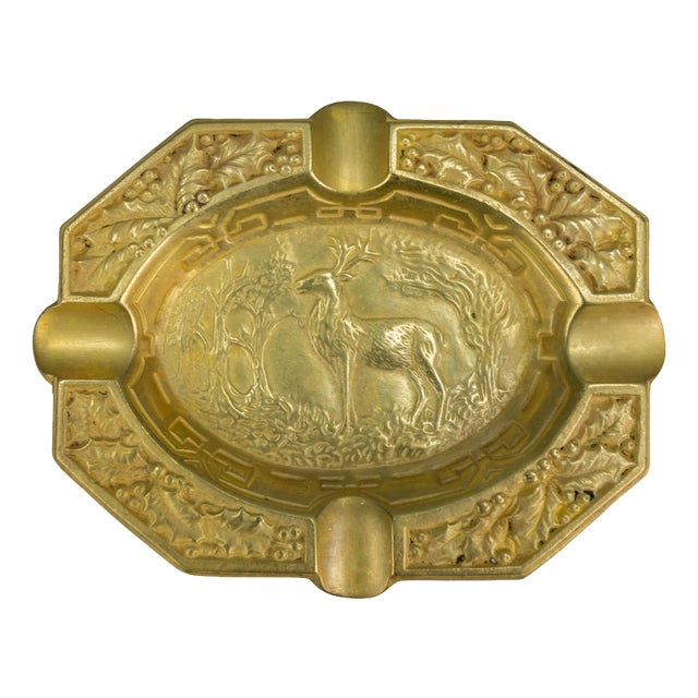 French Cast Bronze Ashtray with Stag Motif, 1950s For Sale