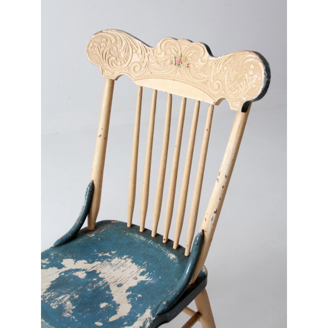Antique Folk Art Painted Farmhouse Chairs Pair For Sale - Image 16 of 18