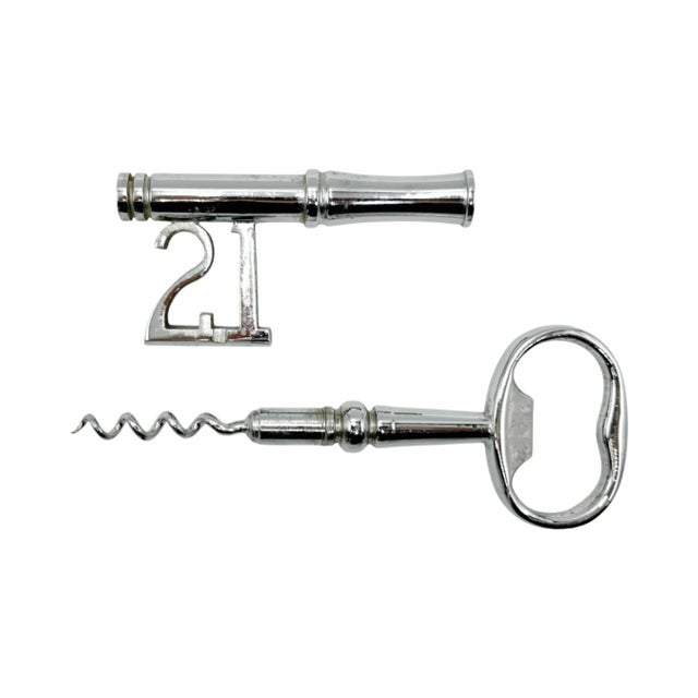 Metal Vintage 21 Club Nyc Restaurant Key Corkscrew Barware New York For Sale - Image 7 of 8