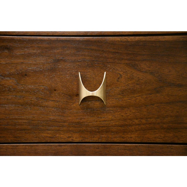 1960s Refinished Broyhill Brasilia 66” Walnut Dresser Credenza For Sale - Image 11 of 12