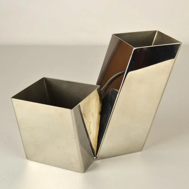 Italian Sculptural Metal Vase, 1960s For Sale - Image 4 of 10