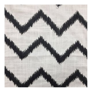 Zig Zag Chevron Embroidered Woven Cotton Slub Fabric - 2 1/2 Yards For Sale
