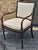 20th Century Regency Style Faux Bamboo Walnut and Re-Upholstered Armchair For Sale - Image 4 of 10
