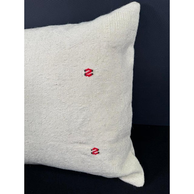 Contemporary Turkish Hemp Pillow Cushion Natural Beige Red Cushion Cover 20x20 For Sale - Image 3 of 4