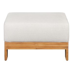 Paradiso Outdoor Solid Teak Wood Ottoman - Gray Fabric