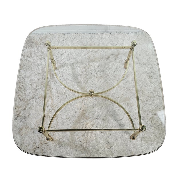 Italian Brass and Glass Coffee Table, Hollywood Regency Style, 38.75", Circa 1970s For Sale - Image 4 of 12