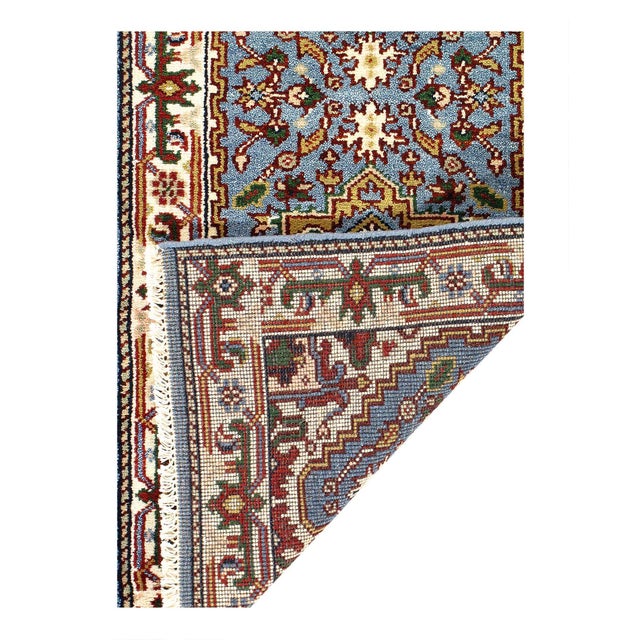 Traditional Pasargad DC Fine Hand Knotted Light Blue Runner Rug For Sale - Image 3 of 3