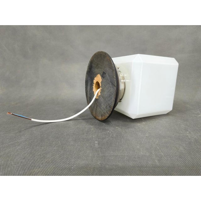 Metal Art Deco Nickel Wall Lights with Milky Glass Shades, 1930s, Set of 2 For Sale - Image 7 of 11