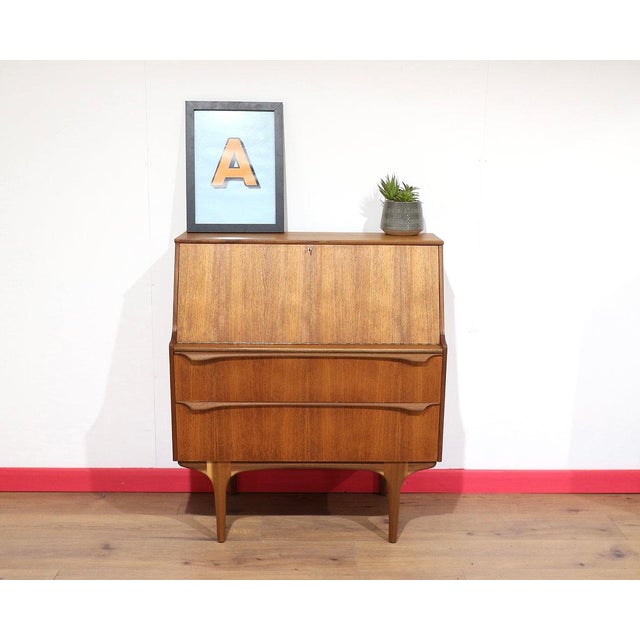 Mid Century Modern Vintage Teak Bureau Secretaire Desk by S Form Danish Style For Sale - Image 10 of 10