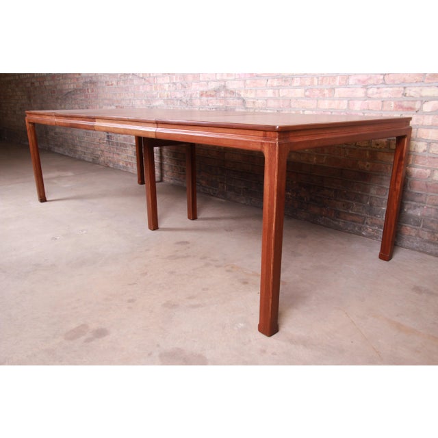 Dunbar Furniture Edward Wormley for Dunbar Janus Collection Walnut Extension Dining Table, Newly Restored For Sale - Image 4 of 13