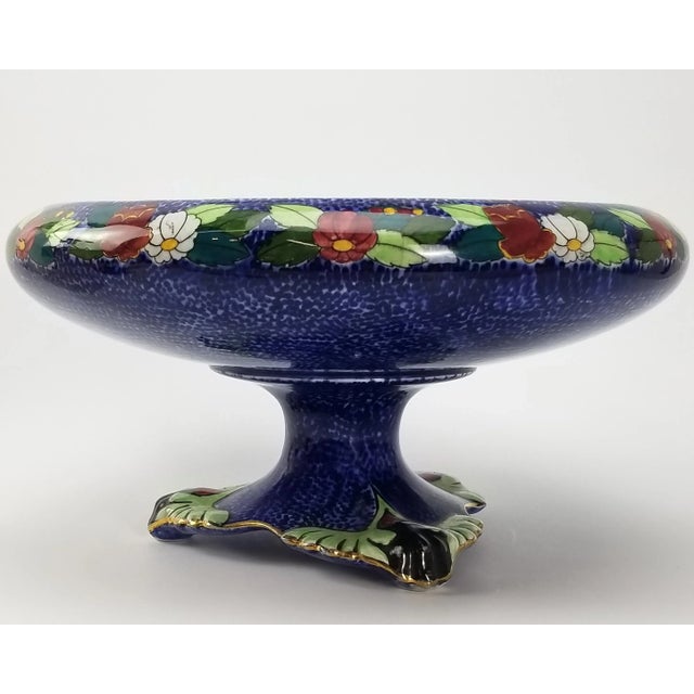 Art Deco 1920s Royal Winton Grimwades Byzanta Ware Pedestal Compote With 24k Gold Detail For Sale - Image 3 of 10