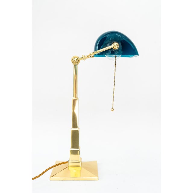 1920s Art Deco Banker Lamp with Glass Shade, Vienna, Austria, 1920s For Sale - Image 5 of 18