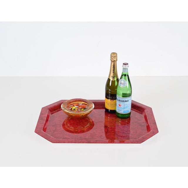 Mid-Century Italian Red Acrylic Serving Tray, 1980s For Sale - Image 12 of 14