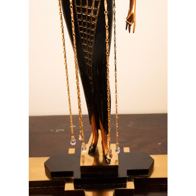 Art Deco 1990s Erte Limited Edition Art Deco Bronze Sculpture With Crystal Beaded Dress, 20.5" For Sale - Image 3 of 10