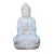 Chinese Oriental Distressed White Marble Stone Carved Sitting Buddha For Sale In San Francisco - Image 6 of 6