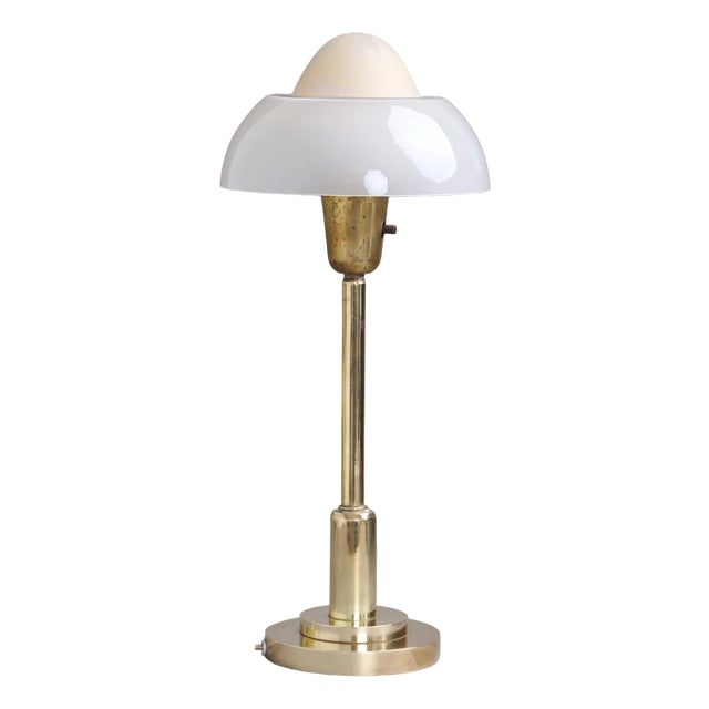 Danish Table Lamp in Brass & Glass from Fog and Mørup, 1920s For Sale