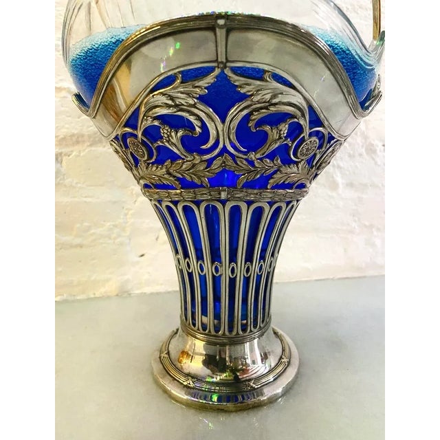 19thC Silver Plate Flower Basket W/Glass Insert - Antique For Sale - Image 11 of 18
