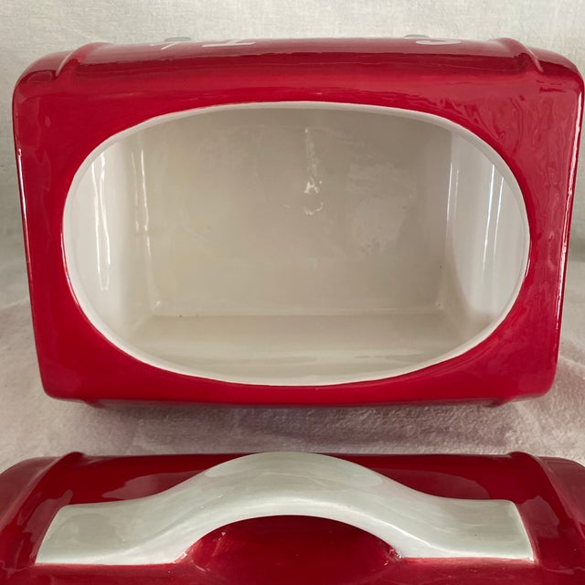 Red and White Snap-on Tools Ceramic Cookie Jar For Sale - Image 4 of 10