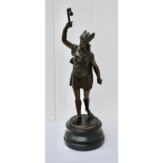 Antique Spelter Bronze Finish Roman Warrior Statue For Sale - Image 12 of 12