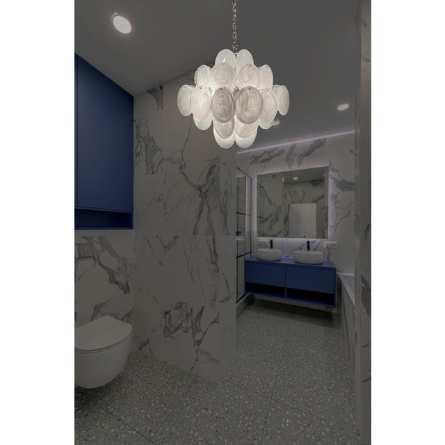 Vintage Italian Murano Chandelier with 36 White Disks, 1990s For Sale - Image 12 of 17