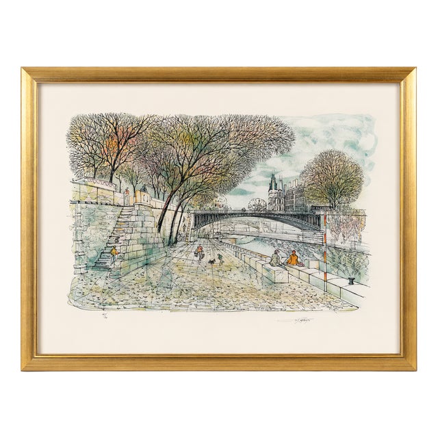 Rolf Rafflewski, Pont Au Double & Hôtel-Dieu, Paris, 1970s, Lithograph For Sale