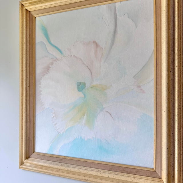 Hollywood Regency 1980s Pommie Echok.Orchid Oil Painting For Sale - Image 3 of 9