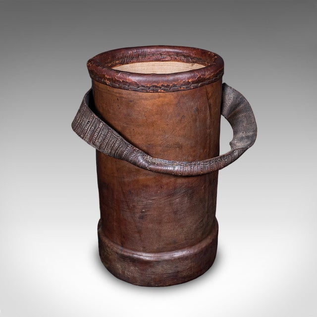 Vintage Decorative Stick Stand, English Leather Office Waste Basket, Storage Bin For Sale - Image 4 of 9
