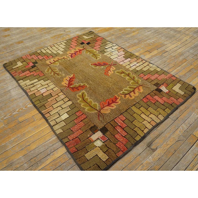 Antique American Hooked rug. Size: 4' 3" x 5' 8".
