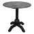 The table features a round, black lacquered tabletop adorned with delicate hand-painted plant and deer motifs, exuding a...