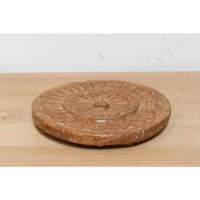 Indian Vintage Carved Wooden Candle Stand For Sale - Image 3 of 5