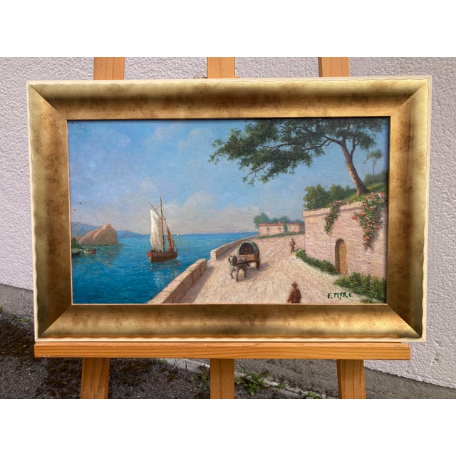 F. Peyre, Mediterranean Seascape, 1920s, Oil on Panel For Sale - Image 17 of 17