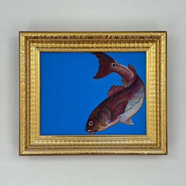 Original Contemporary Fish Oil Painting on Canvas, Signed, Framed For Sale In Tampa - Image 6 of 9