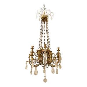 19th Century French Louis XVI Style Gilt Bronze and Rock Crystal Chandelier