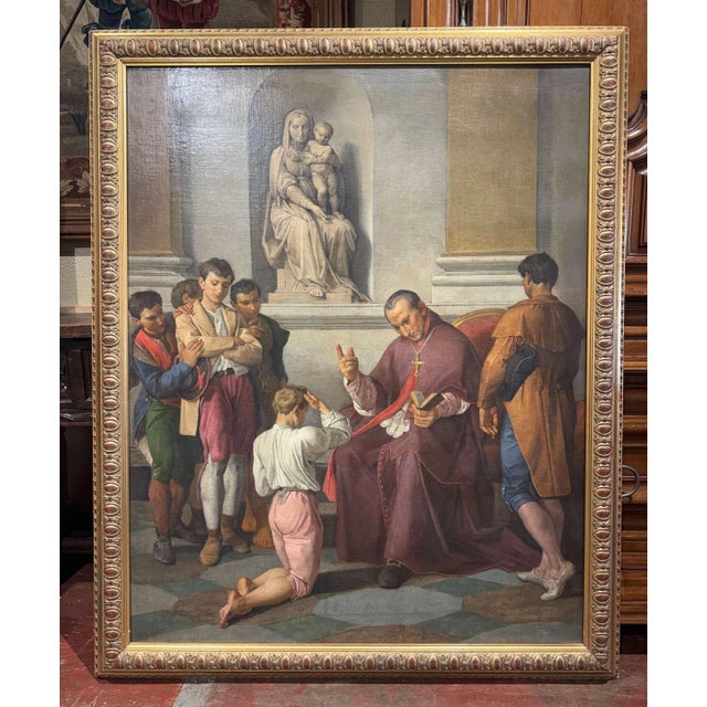 19th Century Italian Religious Oil Painting of a Bishop’s Blessing For Sale In Dallas - Image 6 of 11