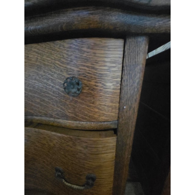 Brown Antique 1890s Serpentine Tiger Oak Dresser With Mirror For Sale - Image 8 of 12
