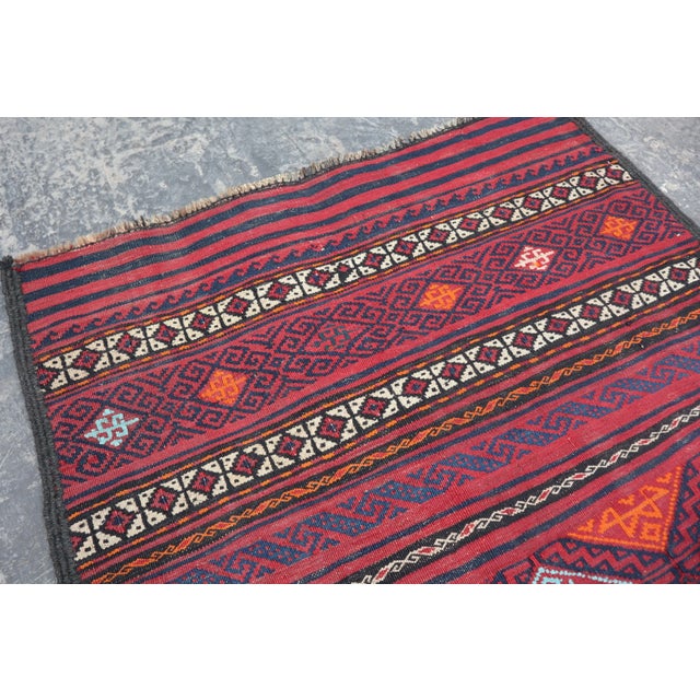 1980s Vintage Afghan Tribal Flat Weave Runner Rug For Sale - Image 5 of 6