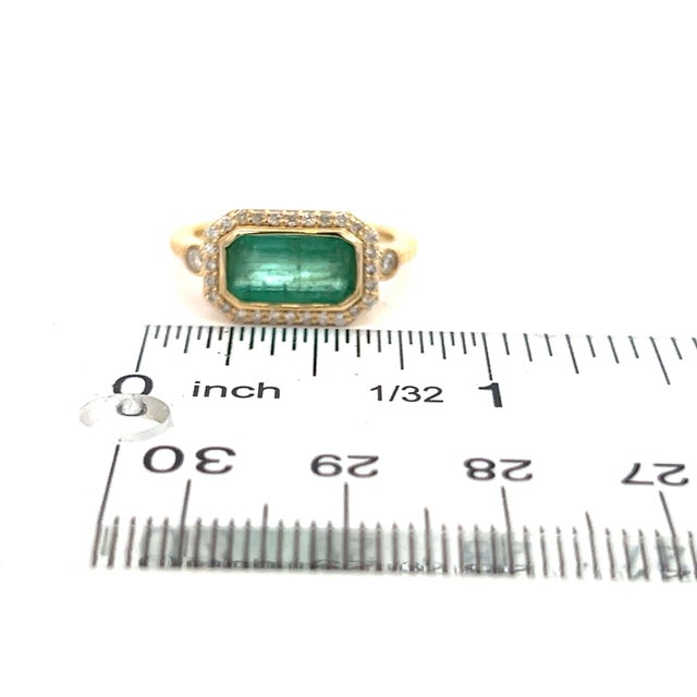 Natural Emerald and Diamond Ring 6.5 14k Y Gold 2.32 TCW Certified For Sale - Image 9 of 13