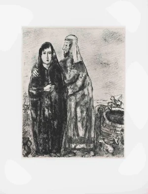 Marc Chagall, The Meeting of Rachel and Jacob, Etching, 1956