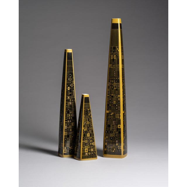 Rosenthal Yellow Model 1703 Porcelain Vase Set by Hans Theo Baumann for Rosenthal, 1964, Set of 3 For Sale - Image 4 of 18
