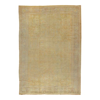 Spectacular Pale Yellow Antique Oushak Rug For Sale