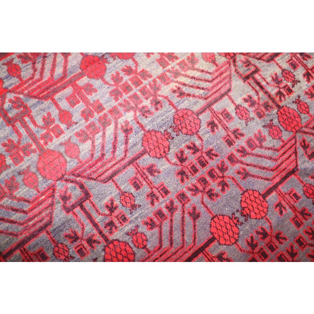 Hot Pink Pomegrenate Khotan Vintage Rug For Sale - Image 8 of 9