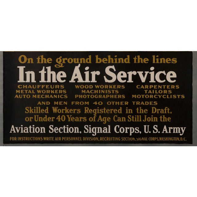 "Over There! In the Air Service" Vintage Wwi u.s. Army Signal Corps Recruitment Poster by Louis Fancher, 1918 For Sale - Image 4 of 5