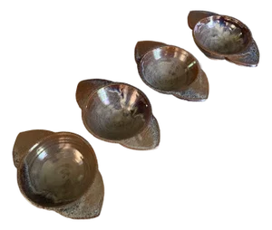 Ice Cream Bowls With Metallic Glaze, Set of Four