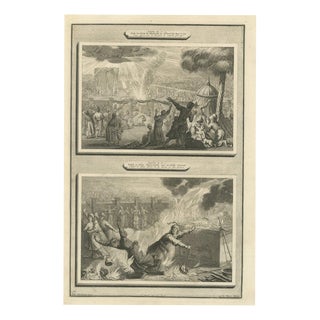 Pieter Mortier, Fire Consumes Aaron's Offering and Death of Nadab and Abihu, 1700, Engraving For Sale